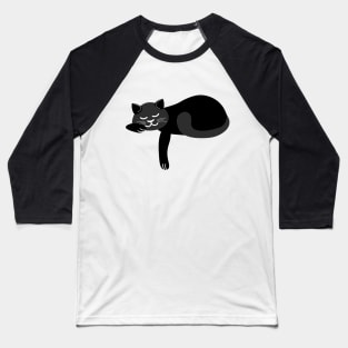 Cute Kitten Gift Idea | Sleepy Black Cat Baseball T-Shirt